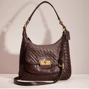 Coach- Chocolate Brown Kristin Woven Hobo shoulder bag